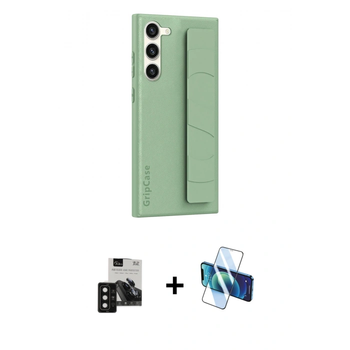 MARSİLYAN™- Galaxy S24 Kılıf Vadi Asil Serisi - Siyah 3D Antistatik Seramik Nano Ekran Koruyucu + PVD Metal Kamera Lens - SH