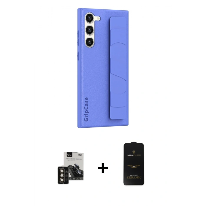 MARSİLYAN™- Galaxy S24 Kılıf Vadi Asil Serisi - Siyah 6D Antistatik Mat Seramik Hayalet Nano Ekran Koruyucu + PVD Metal Kamera Lens - GD