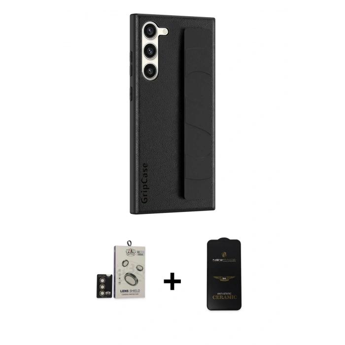 MARSİLYAN™- Galaxy S24 Kılıf Vadi Asil Serisi - Siyah 6D Antistatik Mat Seramik Hayalet Nano Ekran Koruyucu + Bilvis Titan Kamera Lens - GD