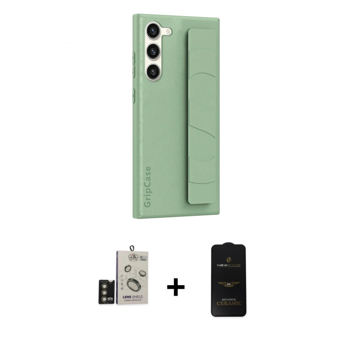 MARSİLYAN™- Galaxy S24 Kılıf Vadi Asil Serisi - Siyah 6D Antistatik Mat Seramik Hayalet Nano Ekran Koruyucu + Bilvis Titan Kamera Lens - GD