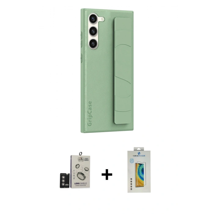 MARSİLYAN™- Galaxy S24 Kılıf Vadi Asil Serisi - Siyah Polymer Nano Ekran Koruyucu + Bilvis Titan Kamera Lens - DNMR