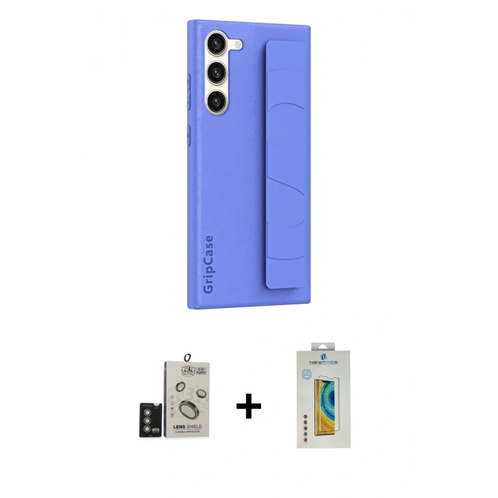 MARSİLYAN™- Galaxy S24 Kılıf Vadi Asil Serisi - Siyah Polymer Nano Ekran Koruyucu + Bilvis Titan Kamera Lens - DNMR