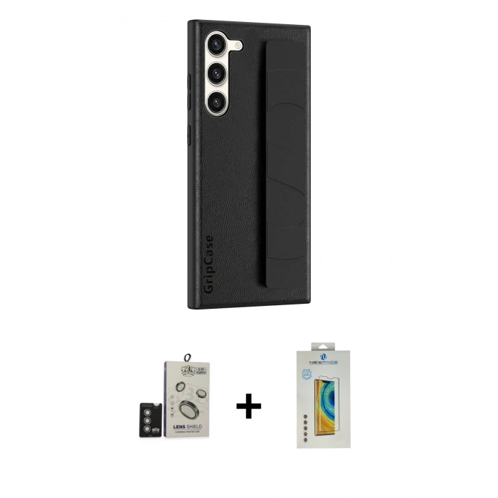 MARSİLYAN™- Galaxy S24 Kılıf Vadi Asil Serisi - Siyah Polymer Nano Ekran Koruyucu + Bilvis Titan Kamera Lens - DNMR