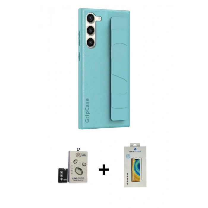 MARSİLYAN™- Galaxy S24 Kılıf Vadi Asil Serisi - Siyah Polymer Nano Ekran Koruyucu + Bilvis Titan Kamera Lens - DNMR