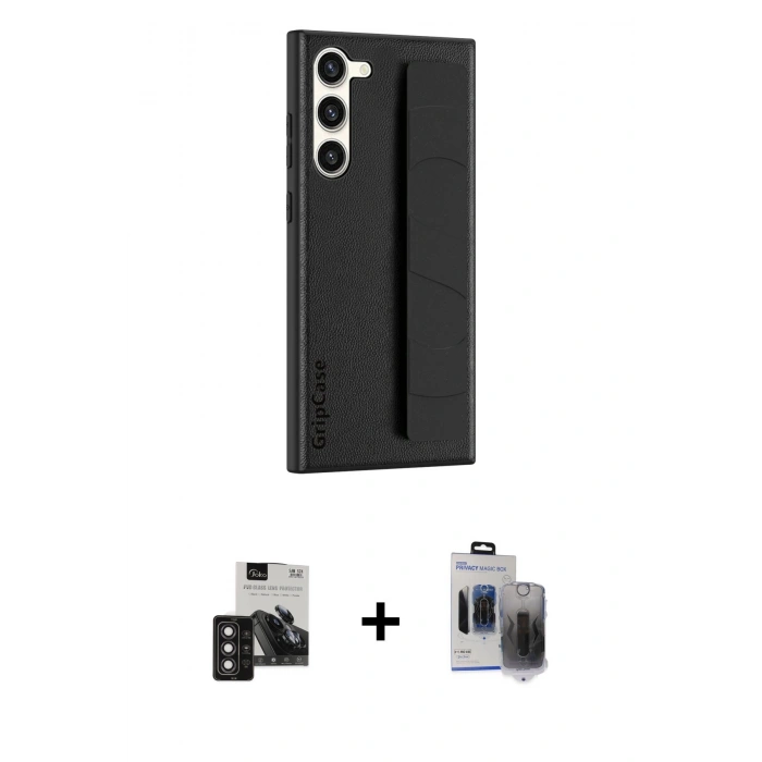 MARSİLYAN™- Galaxy S24 Kılıf Vadi Asil Serisi - Siyah Vanessa Magic Hayalet Cam + PVD Metal Kamera Lens - DNMR