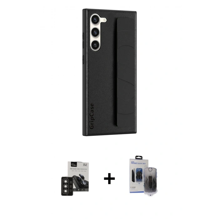 MARSİLYAN™- Galaxy S24 Kılıf Vadi Asil Serisi - Siyah Vanessa Magic Hayalet Cam + PVD Metal Kamera Lens - TNGI