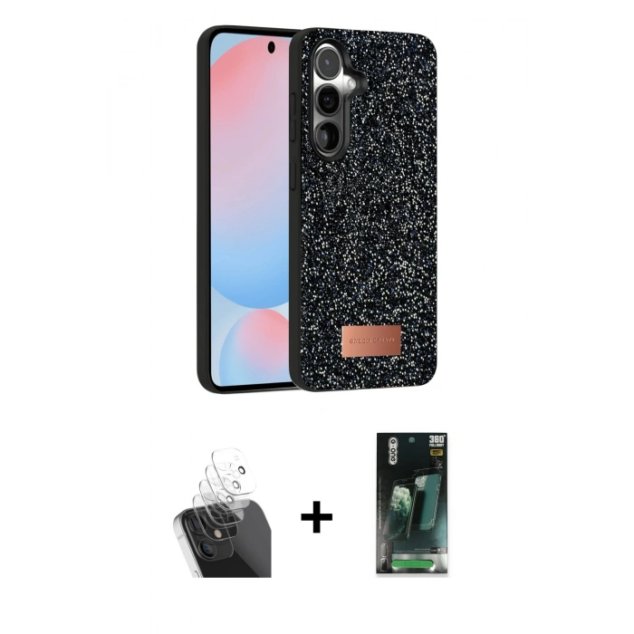MARSİLYAN™- Galaxy S24 Kılıf Vadi Klasik Serisi - Şeffaf 360 Full Body Arka Koruyucu + Kamera Lens Koruma Cam - SF