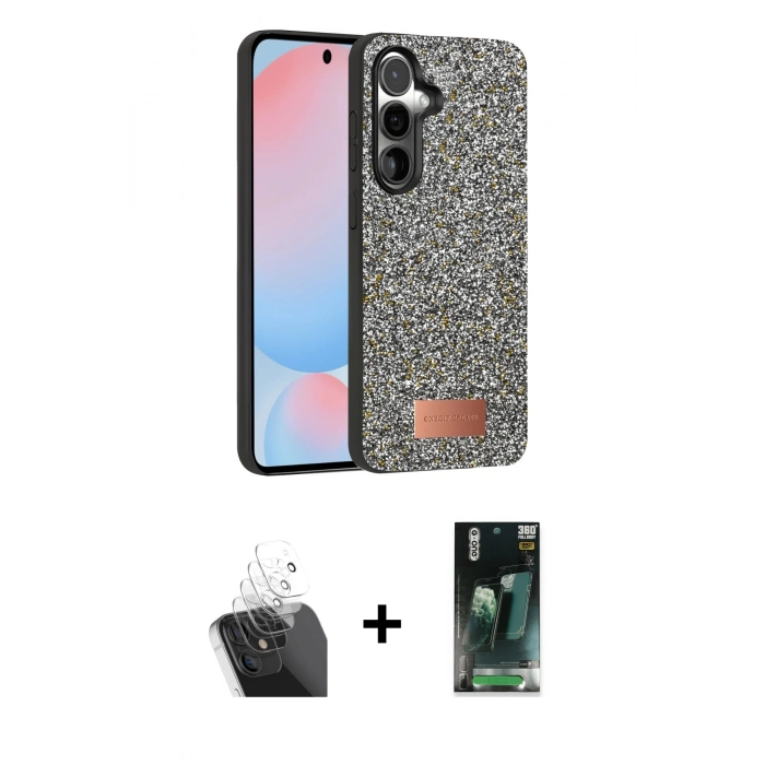 MARSİLYAN™- Galaxy S24 Kılıf Vadi Klasik Serisi - Şeffaf 360 Full Body Arka Koruyucu + Kamera Lens Koruma Cam - SF