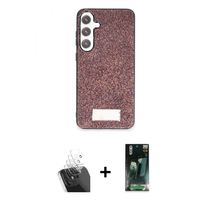 MARSİLYAN™- Galaxy S24 Kılıf Vadi Klasik Serisi - Şeffaf 360 Full Body Arka Koruyucu + Kamera Lens Koruma Cam - SF