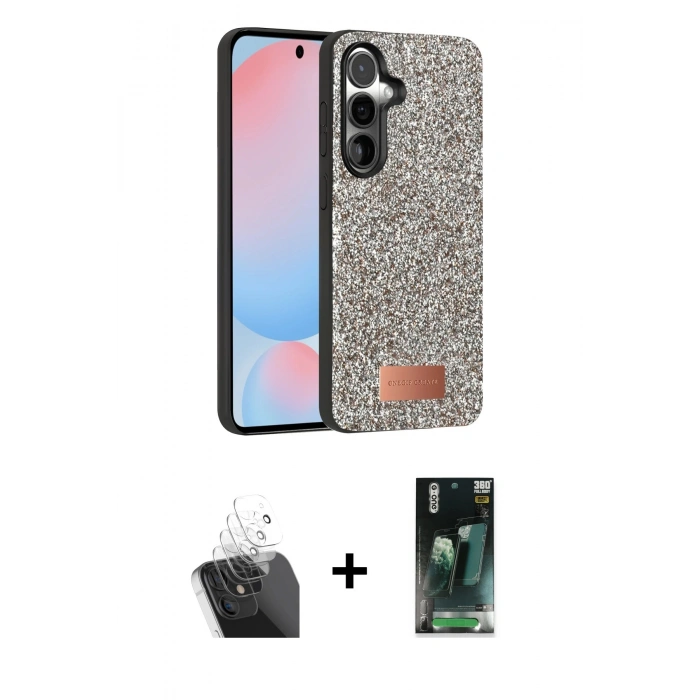 MARSİLYAN™- Galaxy S24 Kılıf Vadi Klasik Serisi - Şeffaf 360 Full Body Arka Koruyucu + Kamera Lens Koruma Cam - SF