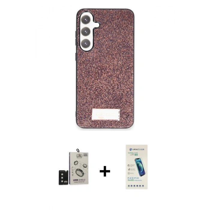 MARSİLYAN™- Galaxy S24 Kılıf Vadi Klasik Serisi - Şeffaf Pasifik Cam Ekran Koruyucu + Bilvis Titan Kamera Lens - SH