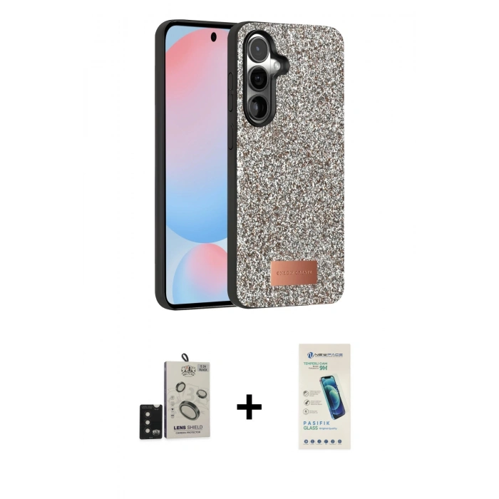 MARSİLYAN™- Galaxy S24 Kılıf Vadi Klasik Serisi - Şeffaf Pasifik Cam Ekran Koruyucu + Bilvis Titan Kamera Lens - SH