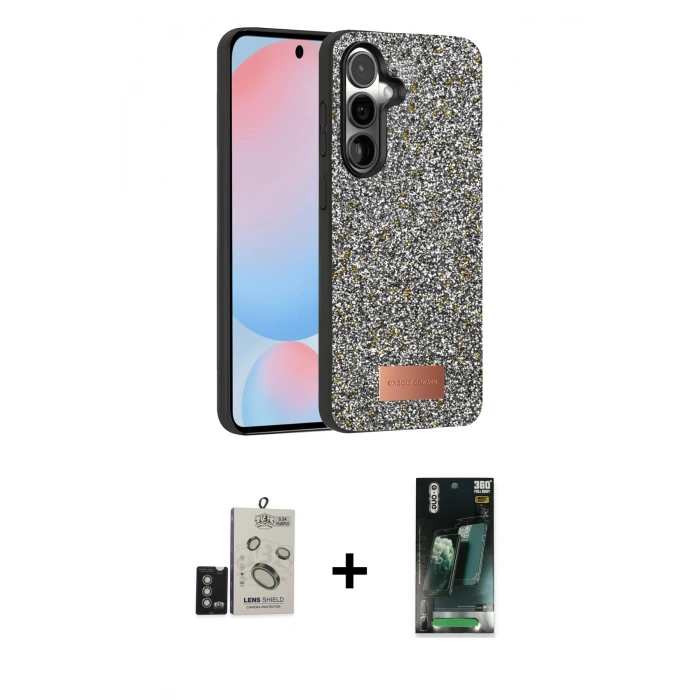 MARSİLYAN™- Galaxy S24 Kılıf Vadi Klasik Serisi - Siyah 360 Mat Full Body Arka Koruyucu + Bilvis Titan Kamera Lens - DNMR