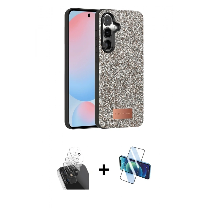 MARSİLYAN™- Galaxy S24 Kılıf Vadi Klasik Serisi - Siyah 3D Antistatik Cam Ekran Koruyucu + Kamera Lens Koruma Cam - SF