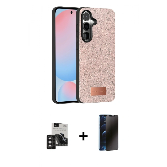 MARSİLYAN™- Galaxy S24 Kılıf Vadi Klasik Serisi - Siyah 3D Antistatik Hayalet Cam Ekran Koruyucu + PVD Metal Kamera Lens - DNMR