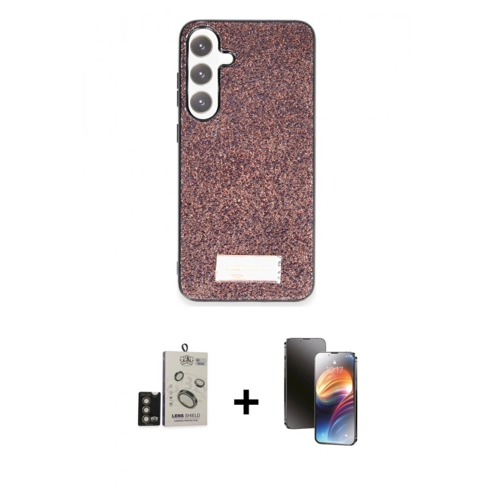 MARSİLYAN™- Galaxy S24 Kılıf Vadi Klasik Serisi - Siyah 3D Antistatik Mat Seramik Nano Ekran Koruyucu + Bilvis Titan Kamera Lens - GD