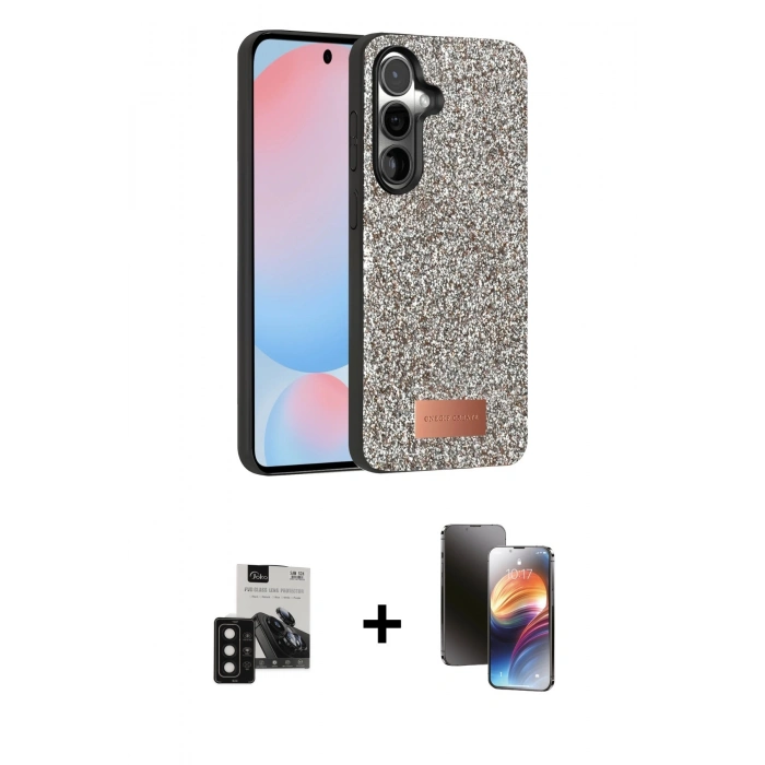 MARSİLYAN™- Galaxy S24 Kılıf Vadi Klasik Serisi - Siyah 3D Antistatik Mat Seramik Nano Ekran Koruyucu + PVD Metal Kamera Lens - SH