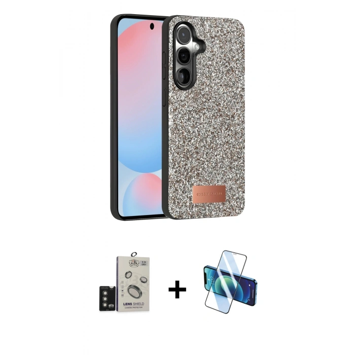 MARSİLYAN™- Galaxy S24 Kılıf Vadi Klasik Serisi - Siyah 3D Antistatik Seramik Nano Ekran Koruyucu + Bilvis Titan Kamera Lens - TMGI
