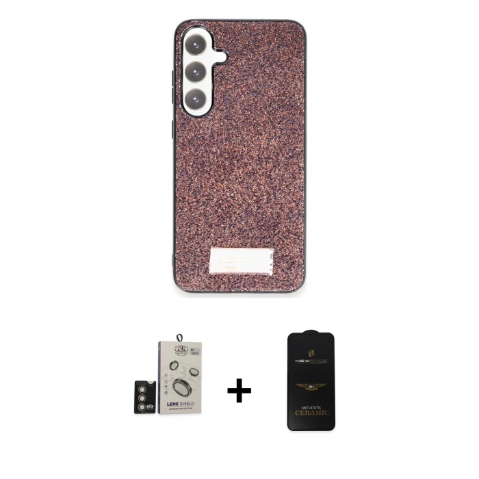 MARSİLYAN™- Galaxy S24 Kılıf Vadi Klasik Serisi - Siyah 6D Antistatik Mat Seramik Hayalet Nano Ekran Koruyucu + Bilvis Titan Kamera Lens - GD