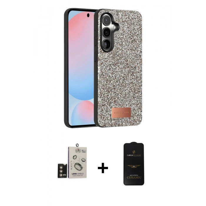 MARSİLYAN™- Galaxy S24 Kılıf Vadi Klasik Serisi - Siyah 6D Antistatik Mat Seramik Hayalet Nano Ekran Koruyucu + Bilvis Titan Kamera Lens - GD