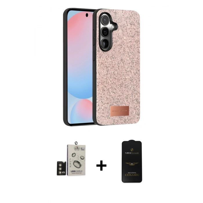 MARSİLYAN™- Galaxy S24 Kılıf Vadi Klasik Serisi - Siyah 6D Antistatik Mat Seramik Hayalet Nano Ekran Koruyucu + Bilvis Titan Kamera Lens - GD