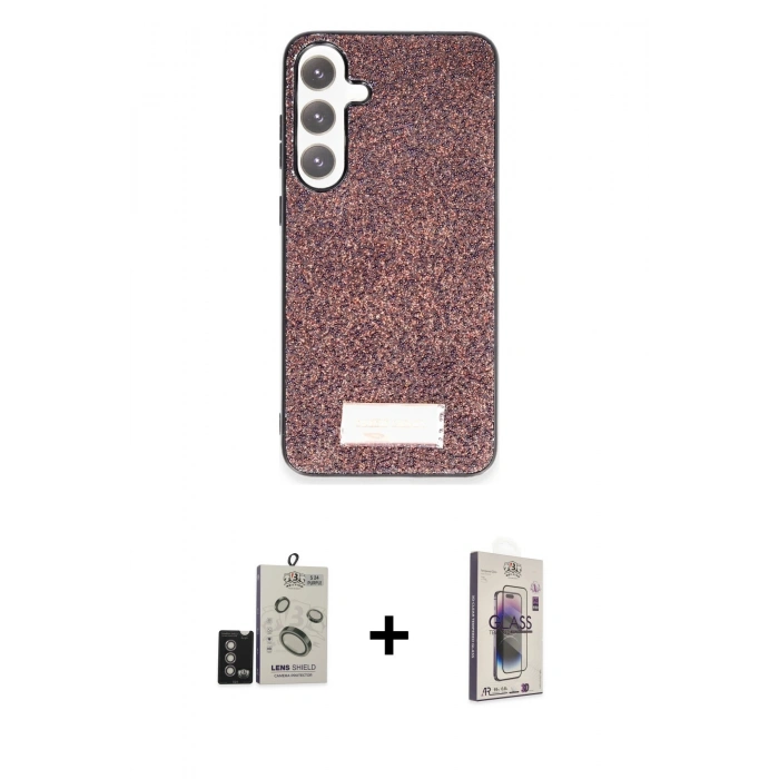 MARSİLYAN™- Galaxy S24 Kılıf Vadi Klasik Serisi - Siyah Bilvis 3D Cam Ekran Koruyucu + Bilvis Titan Kamera Lens - DNMR