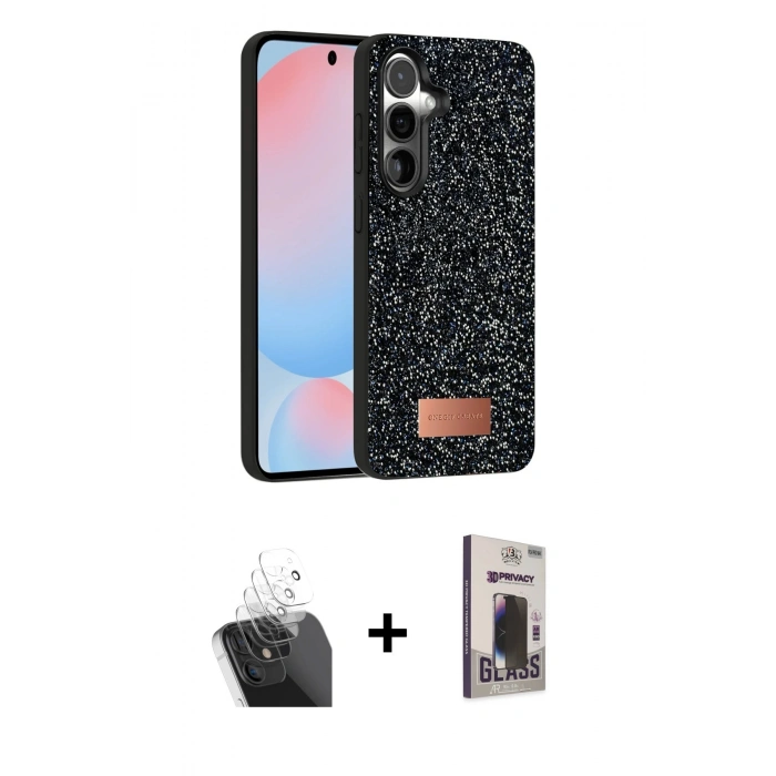 MARSİLYAN™- Galaxy S24 Kılıf Vadi Klasik Serisi - Siyah Bilvis Hayalet Cam Ekran Koruyucu + Kamera Lens Koruma Cam - SF