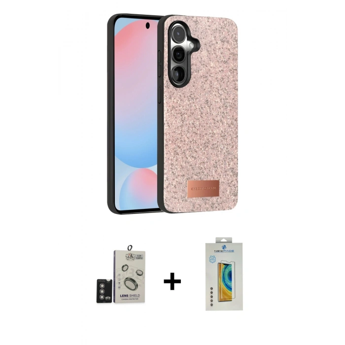 MARSİLYAN™- Galaxy S24 Kılıf Vadi Klasik Serisi - Siyah Polymer Nano Ekran Koruyucu + Derin Mor Bilvis Titan Kamera Lens