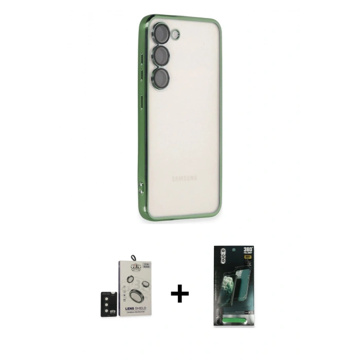 MARSİLYAN™- Galaxy S24 Kılıf Vadi Minimal - Şeffaf 360 Full Body Arka Koruyucu + Bilvis Titan Kamera Lens - SH