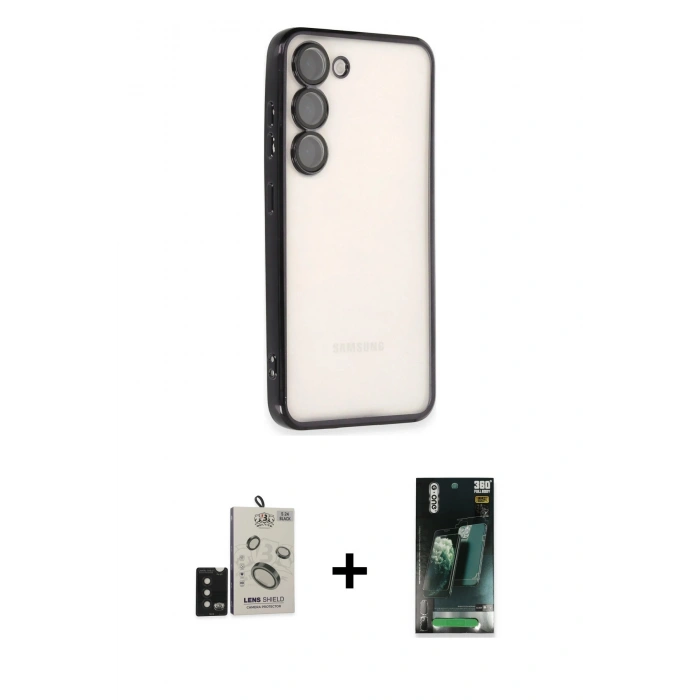 MARSİLYAN™- Galaxy S24 Kılıf Vadi Minimal - Şeffaf 360 Full Body Arka Koruyucu + Bilvis Titan Kamera Lens - SH