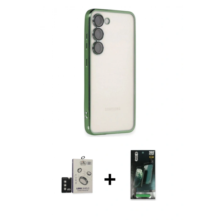 MARSİLYAN™- Galaxy S24 Kılıf Vadi Minimal - Şeffaf 360 Full Body Arka Koruyucu + Bilvis Titan Kamera Lens - TMGI