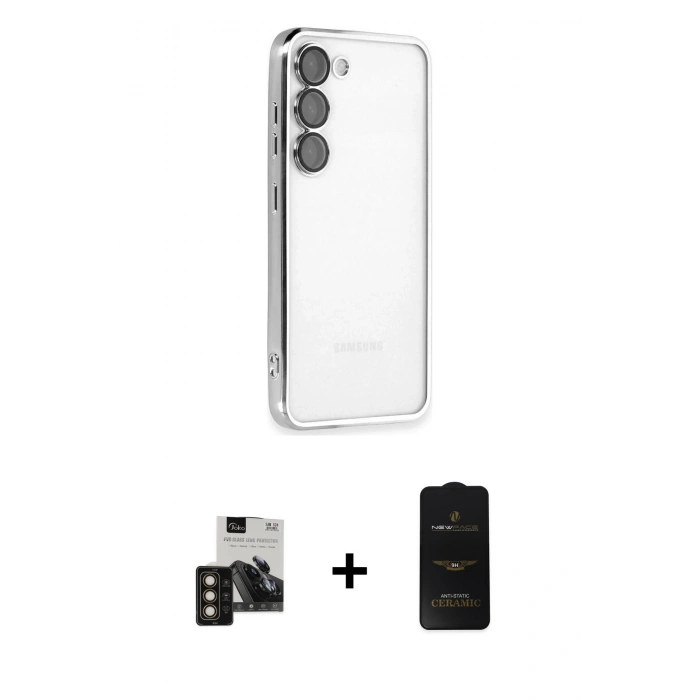 MARSİLYAN™- Galaxy S24 Kılıf Vadi Minimal - Siyah 6D Antistatik Mat Seramik Hayalet Nano Ekran Koruyucu + PVD Metal Kamera Lens - GD