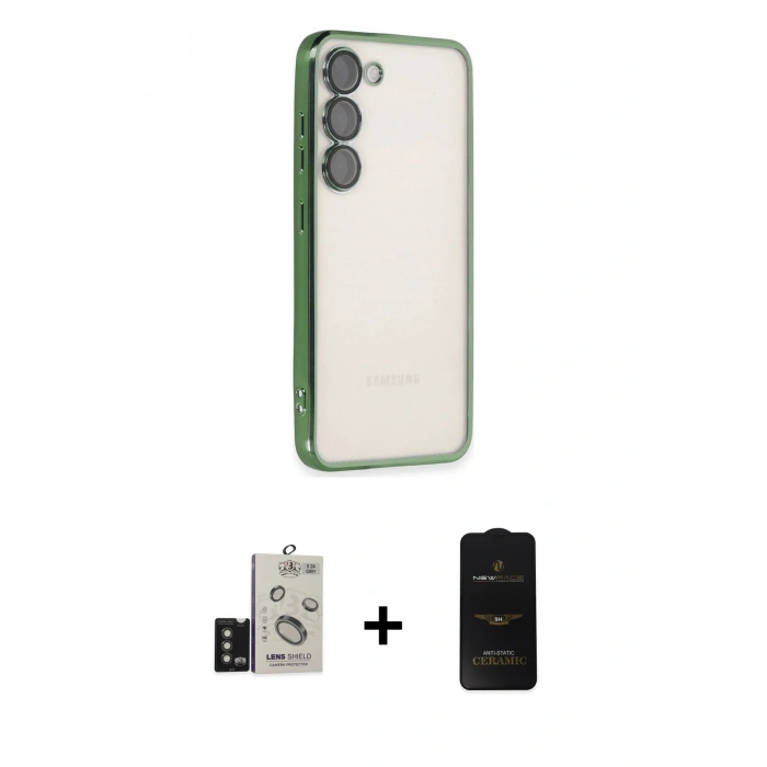 MARSİLYAN™- Galaxy S24 Kılıf Vadi Minimal - Siyah 6D Antistatik Mat Seramik Hayalet Nano Ekran Koruyucu + Bilvis Titan Kamera Lens - TMGI
