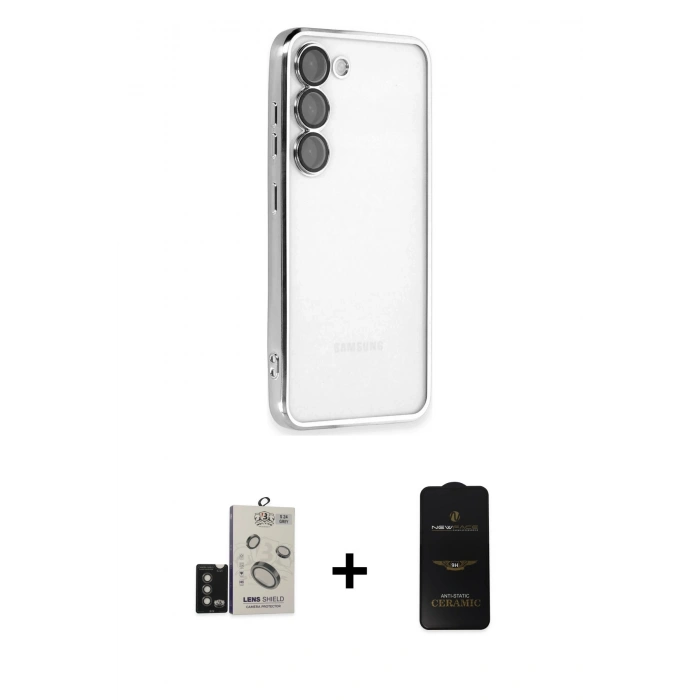 MARSİLYAN™- Galaxy S24 Kılıf Vadi Minimal - Siyah 6D Antistatik Mat Seramik Hayalet Nano Ekran Koruyucu + Bilvis Titan Kamera Lens - TMGI