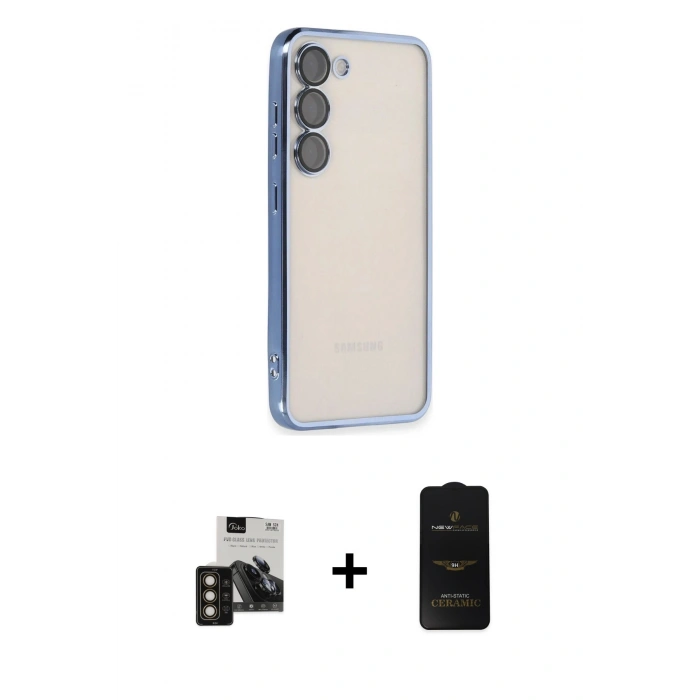 MARSİLYAN™- Galaxy S24 Kılıf Vadi Minimal - Siyah 6D Antistatik Mat Seramik Hayalet Nano Ekran Koruyucu + PVD Metal Kamera Lens - GD
