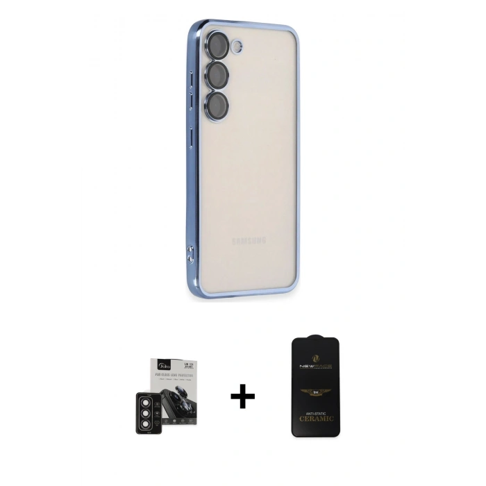 MARSİLYAN™- Galaxy S24 Kılıf Vadi Minimal - Siyah 6D Antistatik Mat Seramik Hayalet Nano Ekran Koruyucu + PVD Metal Kamera Lens - DNMR