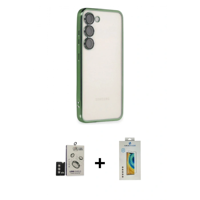 MARSİLYAN™- Galaxy S24 Kılıf Vadi Minimal - Siyah Polymer Nano Ekran Koruyucu + Bilvis Titan Kamera Lens - DNMR