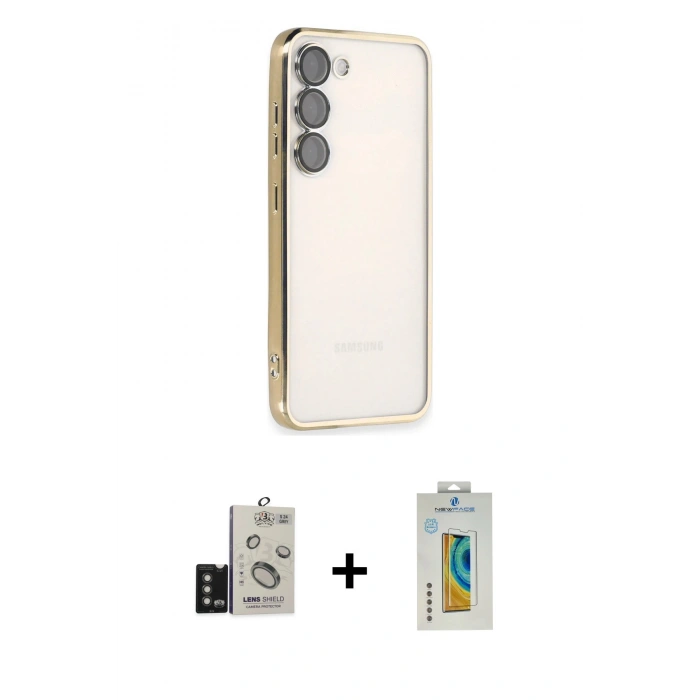 MARSİLYAN™- Galaxy S24 Kılıf Vadi Minimal - Siyah Polymer Nano Ekran Koruyucu + Bilvis Titan Kamera Lens - TMGI