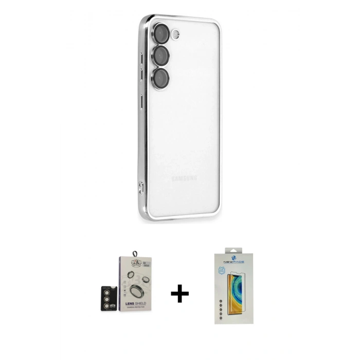 MARSİLYAN™- Galaxy S24 Kılıf Vadi Minimal - Siyah Polymer Nano Ekran Koruyucu + Bilvis Titan Kamera Lens - GD