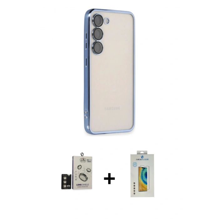 MARSİLYAN™- Galaxy S24 Kılıf Vadi Minimal - Siyah Polymer Nano Ekran Koruyucu + Bilvis Titan Kamera Lens - GD