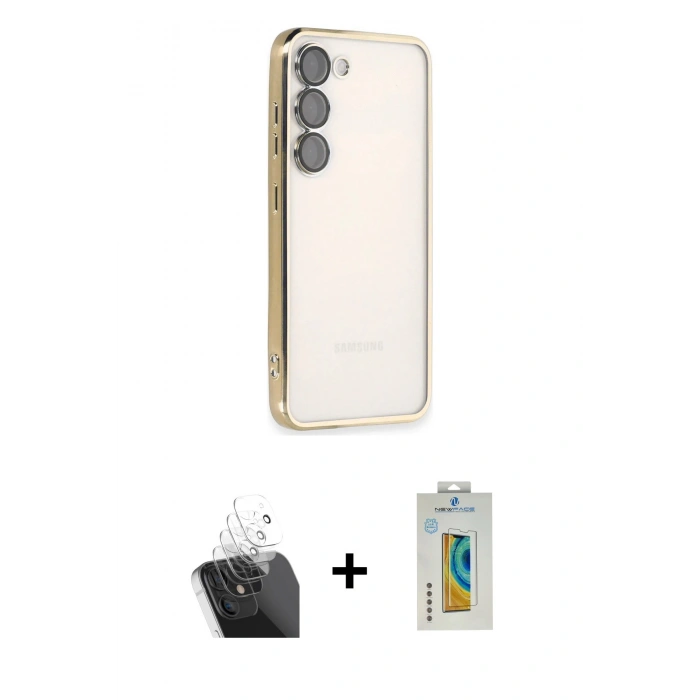 MARSİLYAN™- Galaxy S24 Kılıf Vadi Minimal - Siyah Polymer Nano Ekran Koruyucu + Kamera Lens Koruma Cam - SF
