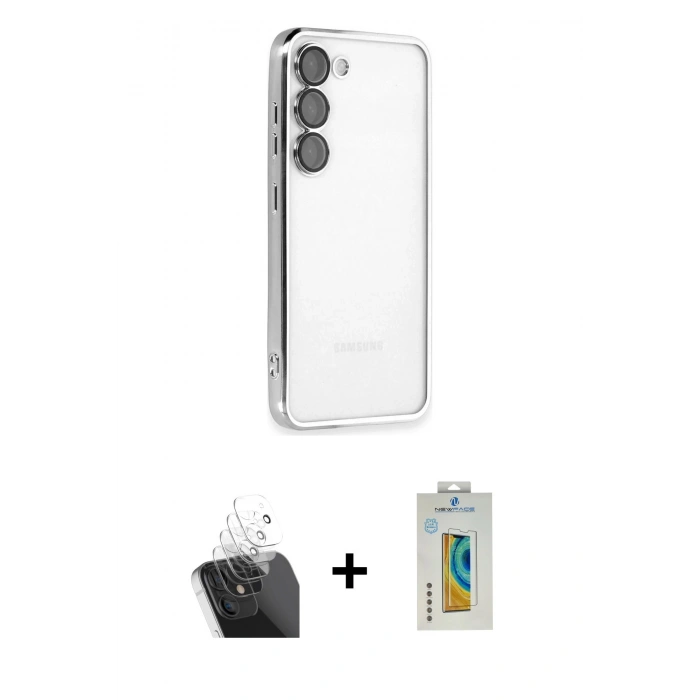 MARSİLYAN™- Galaxy S24 Kılıf Vadi Minimal - Siyah Polymer Nano Ekran Koruyucu + Kamera Lens Koruma Cam - SF