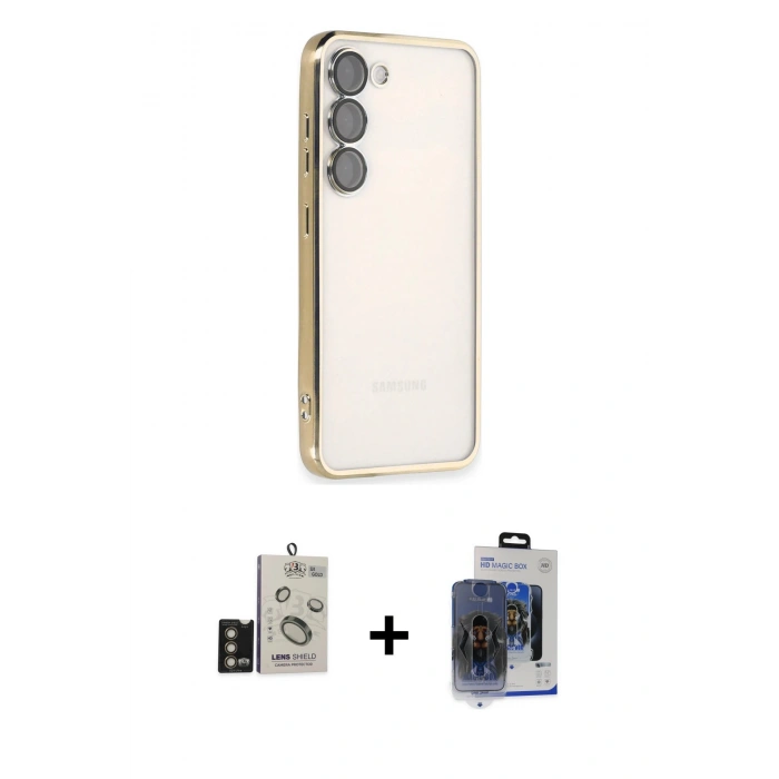 MARSİLYAN™- Galaxy S24 Kılıf Vadi Minimal - Siyah Vanessa Magic Cam + Bilvis Titan Kamera Lens - GD