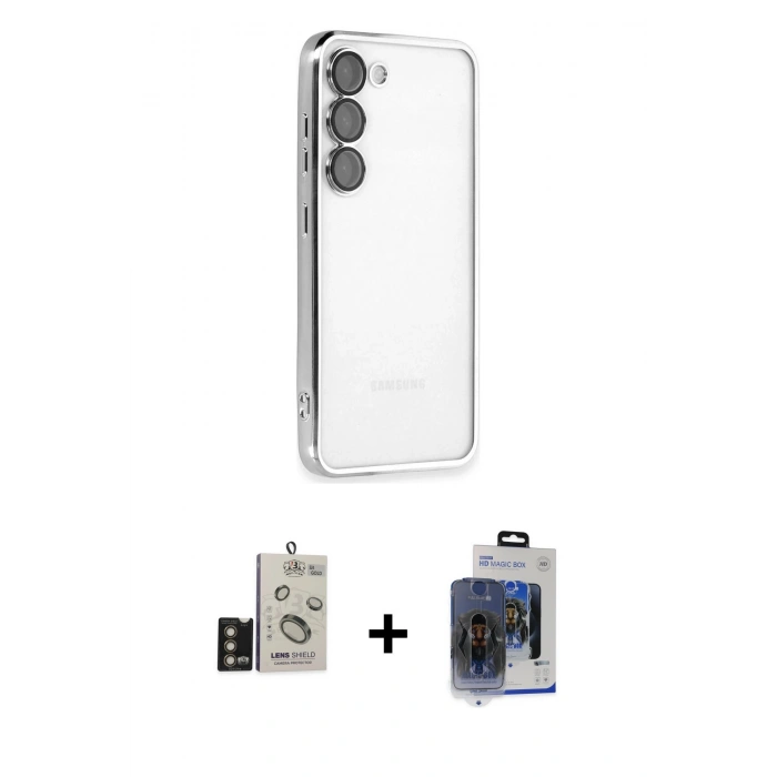 MARSİLYAN™- Galaxy S24 Kılıf Vadi Minimal - Siyah Vanessa Magic Cam + Bilvis Titan Kamera Lens - GD