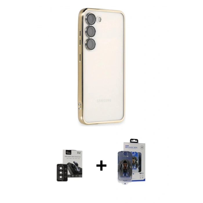 MARSİLYAN™- Galaxy S24 Kılıf Vadi Minimal - Siyah Vanessa Magic Cam + Derin Mor PVD Metal Kamera Lens