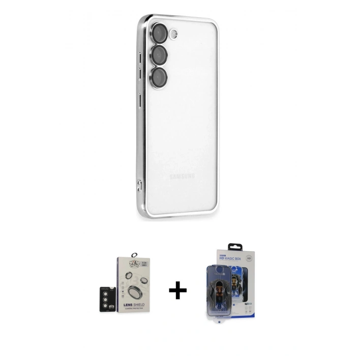 MARSİLYAN™- Galaxy S24 Kılıf Vadi Minimal - Siyah Vanessa Magic Cam + Bilvis Titan Kamera Lens - TMGI