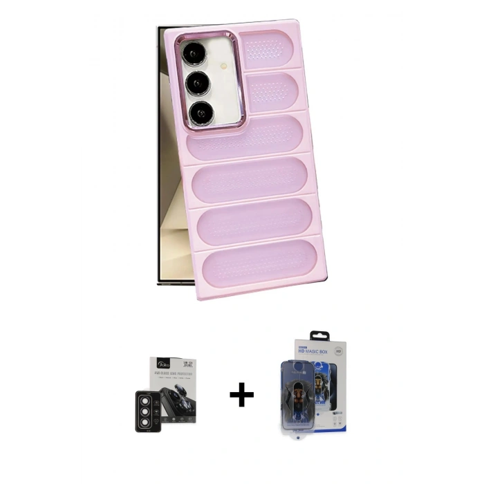 MARSİLYAN™- Galaxy S24 Kılıf Yadigar Doku Özel Seri - Siyah Vanessa Magic Cam + PVD Metal Kamera Lens - DNMR