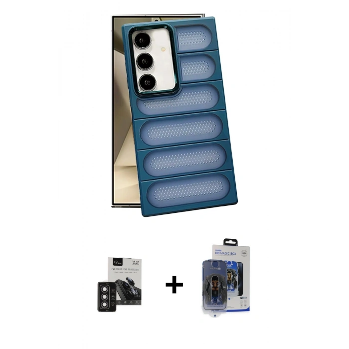 MARSİLYAN™- Galaxy S24 Kılıf Yadigar Doku Özel Seri - Siyah Vanessa Magic Cam + PVD Metal Kamera Lens - DNMR