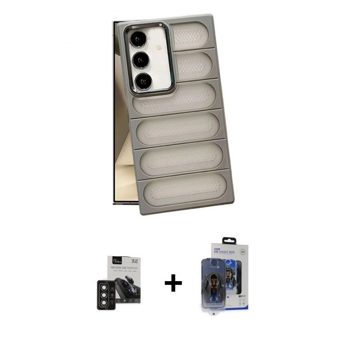 MARSİLYAN™- Galaxy S24 Kılıf Yadigar Doku Özel Seri - Siyah Vanessa Magic Cam + PVD Metal Kamera Lens - DNMR