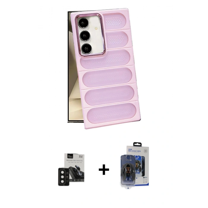 MARSİLYAN™- Galaxy S24 Kılıf Yadigar Doku Özel Seri - Siyah Vanessa Magic Cam + PVD Metal Kamera Lens - SH